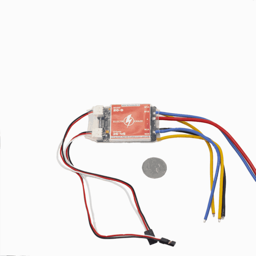 ELECTROCRAZE 20D-BD Dual Channel 20A Brushed Motor Controller