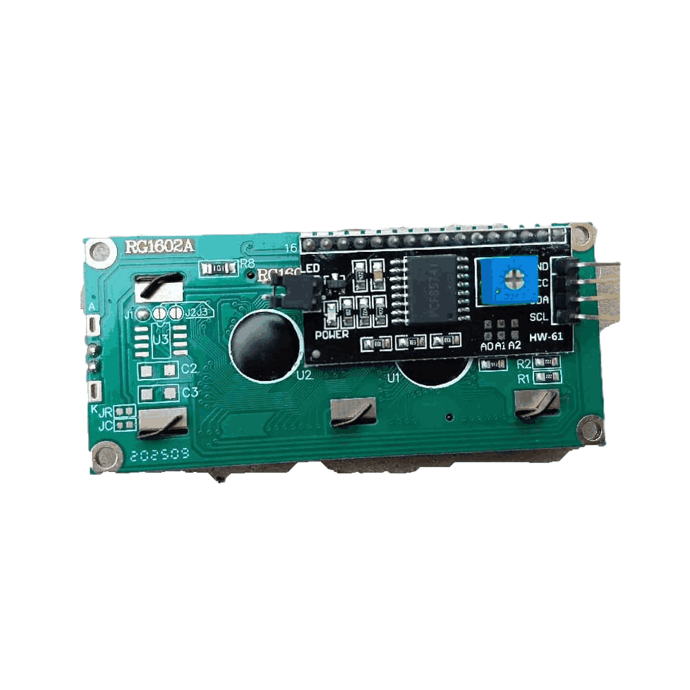 16x2 LCD display green with soldered i2c Module view 2